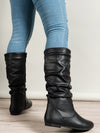 Retro Western Denim Thin Leather Boots