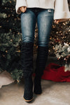 Chunky Heel Plus Size Suede Long Boots