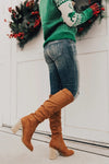 Chunky Heel Plus Size Suede Long Boots