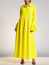 Fall Yellow Ruffle Sleeve Dress