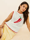 Sleeveless Knit Chili Pepper Sweater