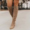 Chunky Heel Plus Size Suede Long Boots