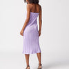 Solid Pleated Backless Maxi Dress