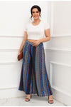 Wide Leg Bohemian Striped Blue Pants