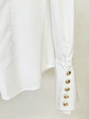 Star Simple Slim White Flared Sleeve Shirt