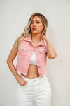 Cocoa Yacht Club Beaded Frayed Hem Denim Jacket