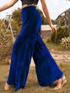 Cocoa Yacht Club Trendy Gold Velvet Ruffled Wide Leg Pants