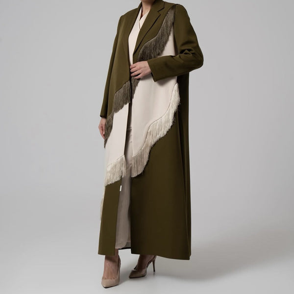 Tassel Stitched Long Overcoat