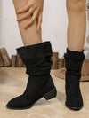 Mid Calf Vintage Suede Pile Boots