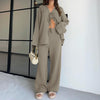 Cotton Champray & Lace up Cardigan Top Loose & Pants