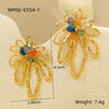 Hollow Out Petals Inlaid Natural Stone Earrings
