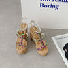 Rainbow Diamond Wedge Sandals