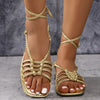 Golden Braided Strap Sandals