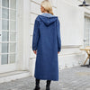 Washed Hooded Long Denim Trench Coat