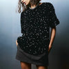 Velvet Sequined Nightclub Short Sleeve T Shirt Top