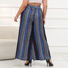 Wide Leg Bohemian Striped Blue Pants