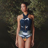 Seagull Halter Backless Swimsuit
