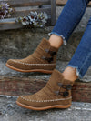 Retro Sewing Suede Ankle Boots