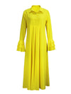 Fall Yellow Ruffle Sleeve Dress