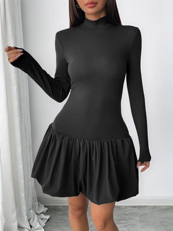Slim Fit Basic Turtleneck Dress
