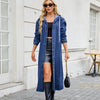 Washed Hooded Long Denim Trench Coat