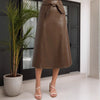 Belted Bow Leather Skirt