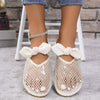 Mesh Hollowed Toe Flat Bow Sandals