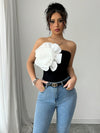 Sleeveless Three Dimensional Large Flower Slim Top