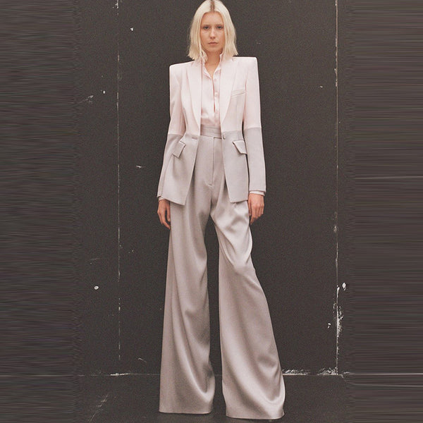 Colorblock Blazer & Bell Bottom Pants