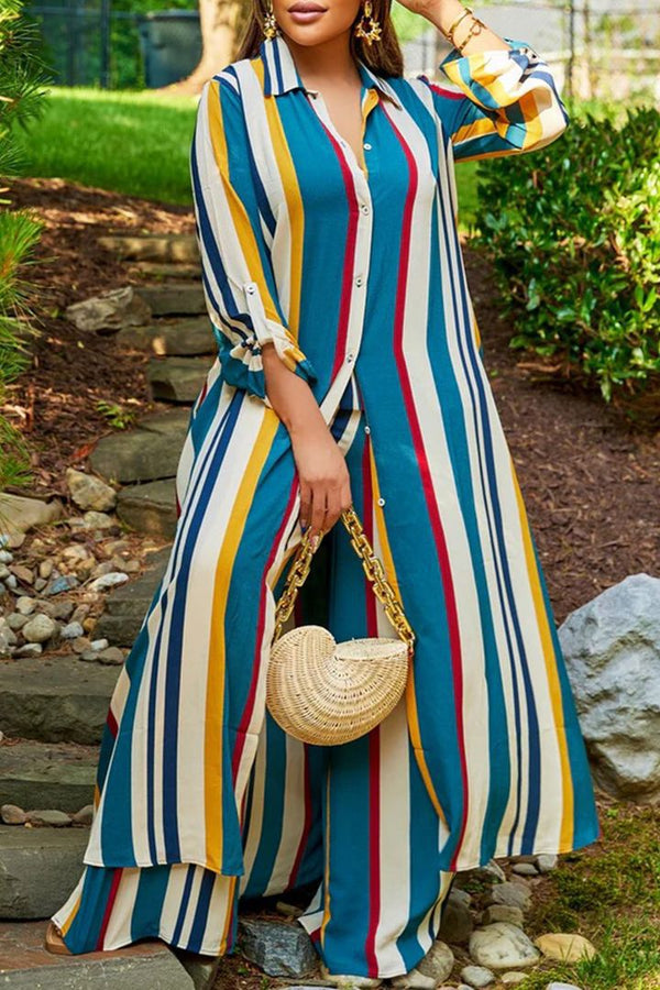 Striped Long Sleeve Top with Pants