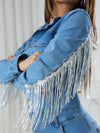 Tassel Long Sleeve Denim Jumpsuit