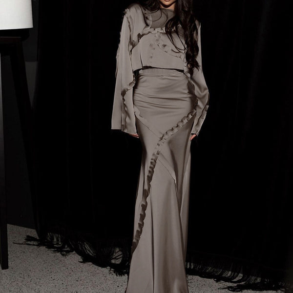 Asymmetric Ruffled Top & Skirt