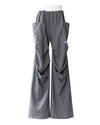 Gray Loose Long Sleeve Sweatershirt & Wide Leg Sweatpants