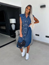 Women Clothing Casual Sleeveless Lace Up Denim Dress