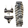 Tribal Split Three Piece Swimsuit & Chiffon Dress