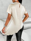 Satin Batwing Sleeve Asymmetric Hem Top