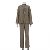 Cotton Champray & Lace up Cardigan Top Loose & Pants
