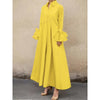 Fall Yellow Ruffle Sleeve Dress