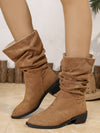 Mid Calf Vintage Suede Pile Boots