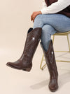 Western Chunky Heel Leather Boots