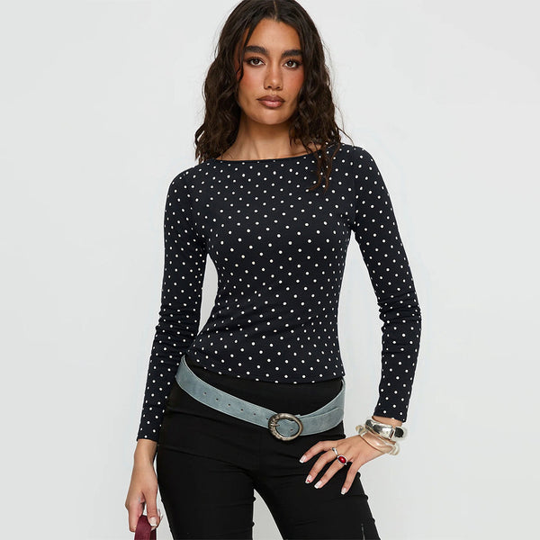 Black White Polka Dot Top