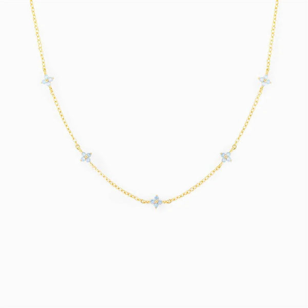 18K Gold Plated Tiny Blue Flower Necklace