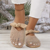 Mesh Hollowed Toe Flat Bow Sandals