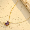 Light Luxury Square Zircon Embellished Titanium Steel Clavicle Chain