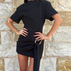 Metal Buckle Black Dress