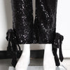 Solid Color Sequins Lace Up Ankle Casual Pants