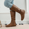 Retro Western Denim Thin Leather Boots