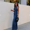 Denim Vest & Wide Leg Pants