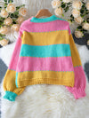 Color Contrast Patchwork Sweater