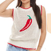 Sleeveless Knit Chili Pepper Sweater
